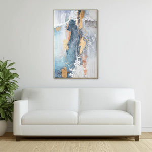 HomeRoots Bounding Hand-Painted Canvas Art in Silver Floater Frame - Vibrant Wall Decor for Modern Spaces 576651