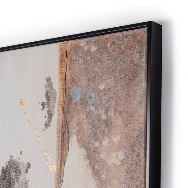 HomeRoots Layered Coastal Vibe Black Floater Frame Painting - Hand-Painted Canvas Art for Modern Interiors 576652
