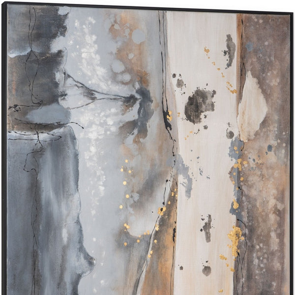 HomeRoots Layered Coastal Vibe Black Floater Frame Painting - Hand-Painted Canvas Art for Modern Interiors 576652
