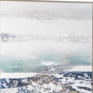 HomeRoots High Seas Silver Floater Frame Canvas Art - Dramatic Coastal Wall Décor for Modern Spaces 576653