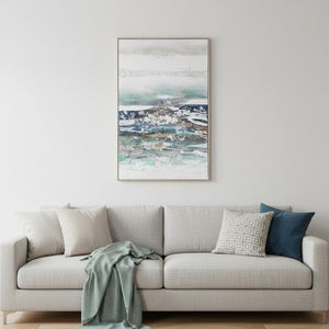 HomeRoots High Seas Silver Floater Frame Canvas Art - Dramatic Coastal Wall Décor for Modern Spaces 576653