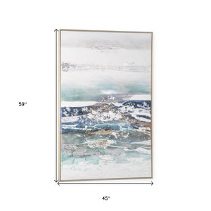 HomeRoots High Seas Silver Floater Frame Canvas Art - Dramatic Coastal Wall Décor for Modern Spaces 576653