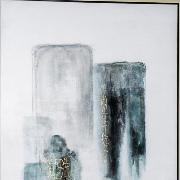 HomeRoots Moonstone Hand-Painted Canvas Art in Silver Floater Frame – Modern Elegance for Any Space 576664