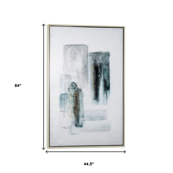 HomeRoots Moonstone Hand-Painted Canvas Art in Silver Floater Frame – Modern Elegance for Any Space 576664