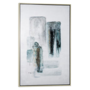 HomeRoots Moonstone Hand-Painted Canvas Art in Silver Floater Frame – Modern Elegance for Any Space 576664
