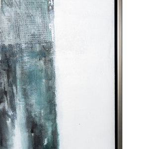 HomeRoots Moonstone Hand-Painted Canvas Art in Silver Floater Frame – Modern Elegance for Any Space 576664
