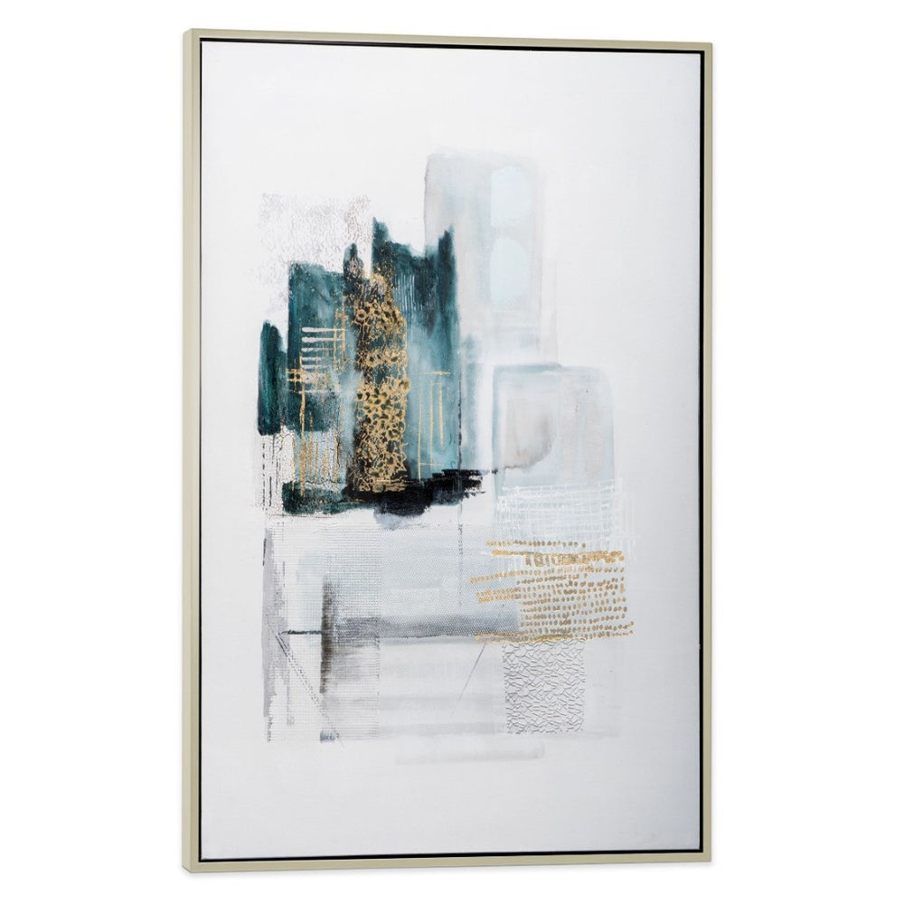 HomeRoots Moonstone II Hand-Painted Canvas Wall Art in Silver Floater Frame - Bold Transportation Design Decor 576665