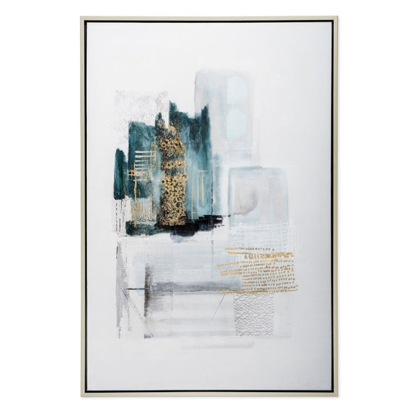HomeRoots Moonstone II Hand-Painted Canvas Wall Art in Silver Floater Frame - Bold Transportation Design Decor 576665
