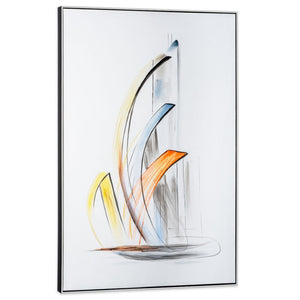 HomeRoots Schooner Hand-Painted Canvas Wall Art in Black Floater Frame – Bold Coastal Decor for Any Space 576666