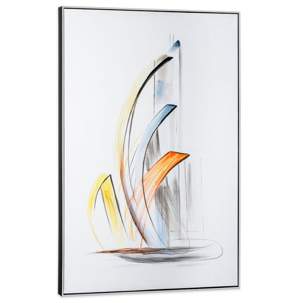 HomeRoots Schooner Hand-Painted Canvas Wall Art in Black Floater Frame – Bold Coastal Decor for Any Space 576666