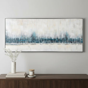 HomeRoots Cabalistic Horizon Hand-Painted Canvas Art in Black Floater Frame – Modern Statement Piece for Home 576669