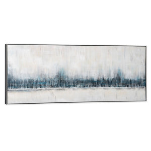 HomeRoots Cabalistic Horizon Hand-Painted Canvas Art in Black Floater Frame – Modern Statement Piece for Home 576669