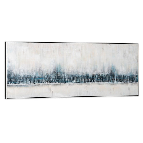 HomeRoots Cabalistic Horizon Hand-Painted Canvas Art in Black Floater Frame – Modern Statement Piece for Home 576669