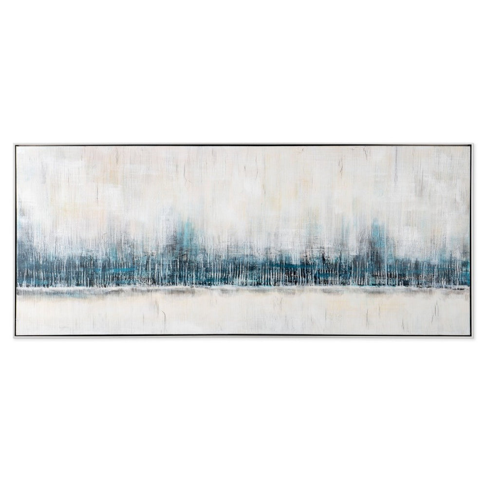 HomeRoots Cabalistic Horizon Hand-Painted Canvas Art in Black Floater Frame – Modern Statement Piece for Home 576669
