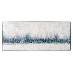 HomeRoots Cabalistic Horizon Hand-Painted Canvas Art in Black Floater Frame – Modern Statement Piece for Home 576669