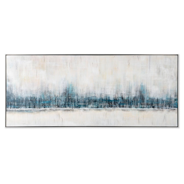 HomeRoots Cabalistic Horizon Hand-Painted Canvas Art in Black Floater Frame – Modern Statement Piece for Home 576669