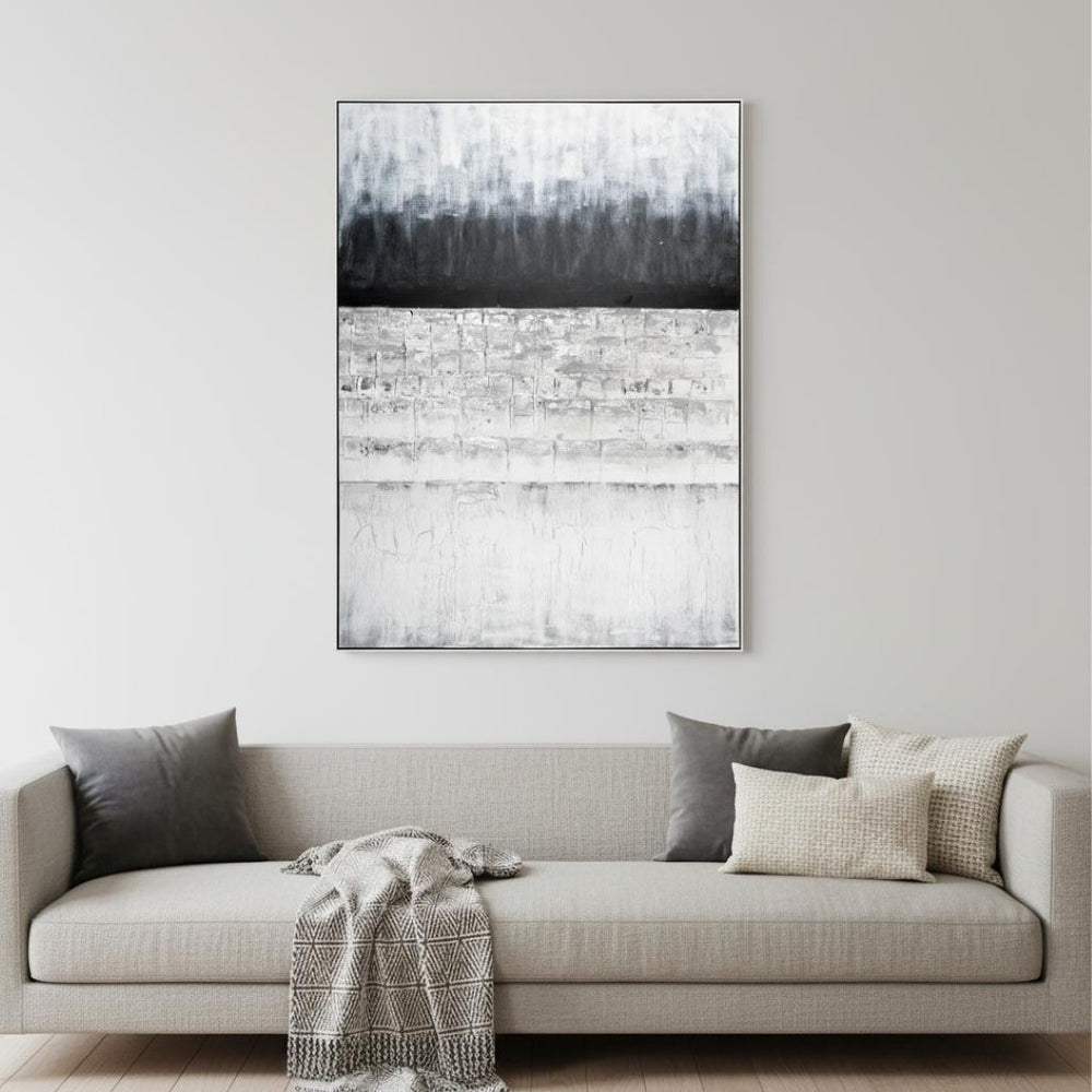 HomeRoots Afterlight Hand-Painted Canvas Art in Black Floater Frame – Bold, Modern Wall Décor for Any Room 576670