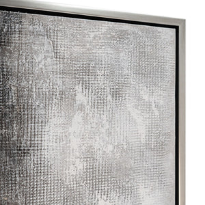 HomeRoots Dawning Hand-Painted Silver Floater Frame Art - Bold Modern Canvas for Elegant Home Décor Showcase 576671