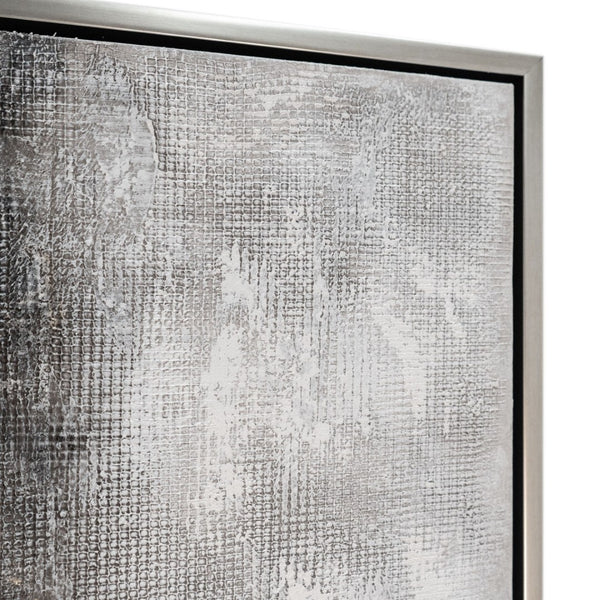 HomeRoots Dawning Hand-Painted Silver Floater Frame Art - Bold Modern Canvas for Elegant Home Décor Showcase 576671
