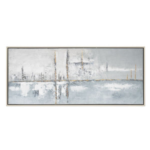 HomeRoots Silver Hand-Painted Floater Frame Wall Art - Modern Metallic Masterpiece for Luxe Interiors & Spaces 576675