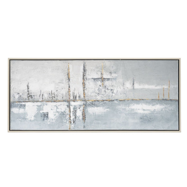 HomeRoots Silver Hand-Painted Floater Frame Wall Art - Modern Metallic Masterpiece for Luxe Interiors & Spaces 576675