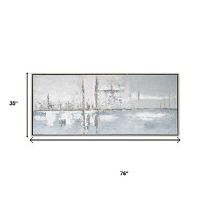 HomeRoots Silver Hand-Painted Floater Frame Wall Art - Modern Metallic Masterpiece for Luxe Interiors & Spaces 576675