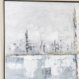 HomeRoots Silver Hand-Painted Floater Frame Wall Art - Modern Metallic Masterpiece for Luxe Interiors & Spaces 576675