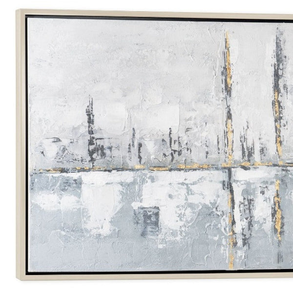 HomeRoots Silver Hand-Painted Floater Frame Wall Art - Modern Metallic Masterpiece for Luxe Interiors & Spaces 576675
