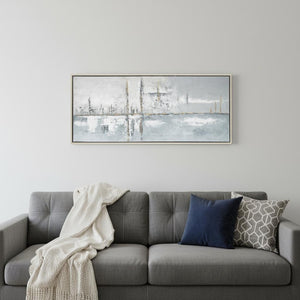 HomeRoots Silver Hand-Painted Floater Frame Wall Art - Modern Metallic Masterpiece for Luxe Interiors & Spaces 576675