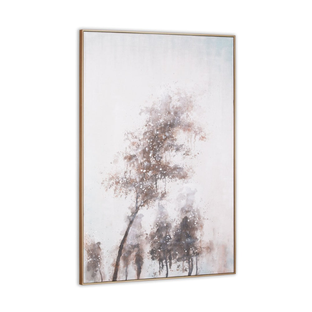HomeRoots Serenades of Fall: Hand-Painted Autumn Canvas Art with Gold Floater Frame for Stunning Décor 576676