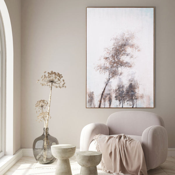HomeRoots Serenades of Fall: Hand-Painted Autumn Canvas Art with Gold Floater Frame for Stunning Décor 576676