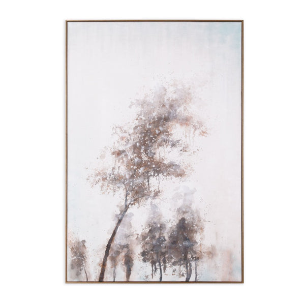 HomeRoots Serenades of Fall: Hand-Painted Autumn Canvas Art with Gold Floater Frame for Stunning Décor 576676