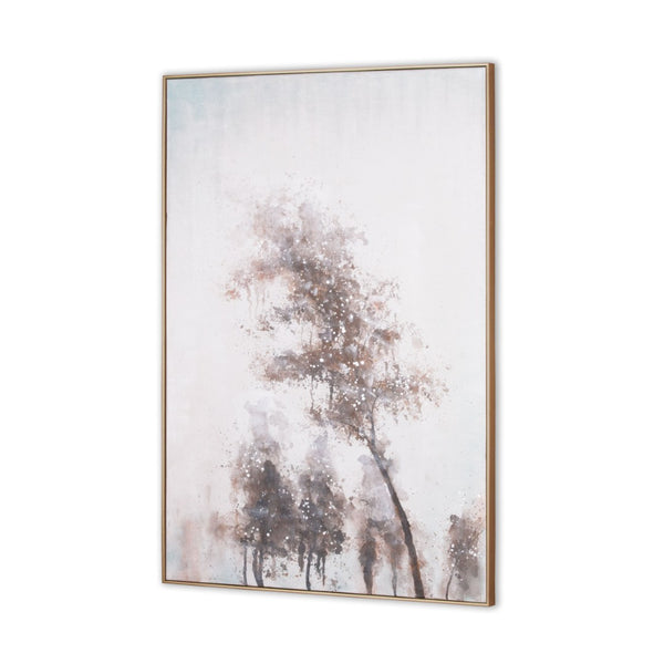 HomeRoots Serenades of Fall: Hand-Painted Autumn Canvas Art with Gold Floater Frame for Stunning Décor 576676