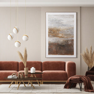 HomeRoots Embers Hand-Painted Canvas Wall Art in Gold Floater Frame – Unique Transportation-Inspired Design 576677