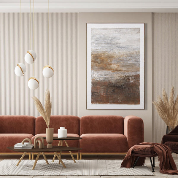 HomeRoots Embers Hand-Painted Canvas Wall Art in Gold Floater Frame – Unique Transportation-Inspired Design 576677