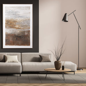 HomeRoots Embers Hand-Painted Canvas Wall Art in Gold Floater Frame – Unique Transportation-Inspired Design 576677