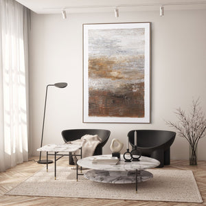 HomeRoots Embers Hand-Painted Canvas Wall Art in Gold Floater Frame – Unique Transportation-Inspired Design 576677