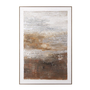 HomeRoots Embers Hand-Painted Canvas Wall Art in Gold Floater Frame – Unique Transportation-Inspired Design 576677