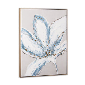 HomeRoots Whispers of a Lily Hand-Painted Silver Floater Frame Canvas Art for Elegant Home Décor Style 576678