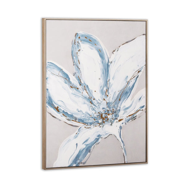 HomeRoots Whispers of a Lily Hand-Painted Silver Floater Frame Canvas Art for Elegant Home Décor Style 576678