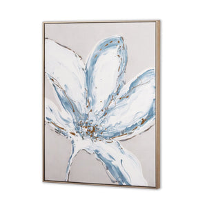 HomeRoots Whispers of a Lily Hand-Painted Silver Floater Frame Canvas Art for Elegant Home Décor Style 576678