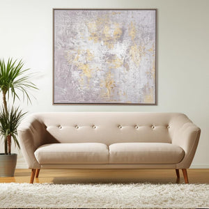 HomeRoots Rugged Hand-Painted Canvas Wall Art in Silver Floater Frame - Bold Artisan Masterpiece for Any Space 576679