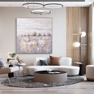 HomeRoots Rugged Hand-Painted Canvas Wall Art in Silver Floater Frame - Bold Artisan Masterpiece for Any Space 576679