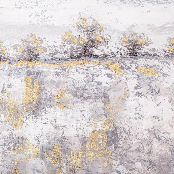 HomeRoots Rugged Hand-Painted Canvas Wall Art in Silver Floater Frame - Bold Artisan Masterpiece for Any Space 576679