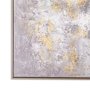 HomeRoots Rugged Hand-Painted Canvas Wall Art in Silver Floater Frame - Bold Artisan Masterpiece for Any Space 576679
