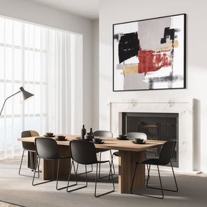 HomeRoots Scarlet Hand-Painted Canvas Art in Black Floater Frame – Modern Transportation-Inspired Wall Decor 576682