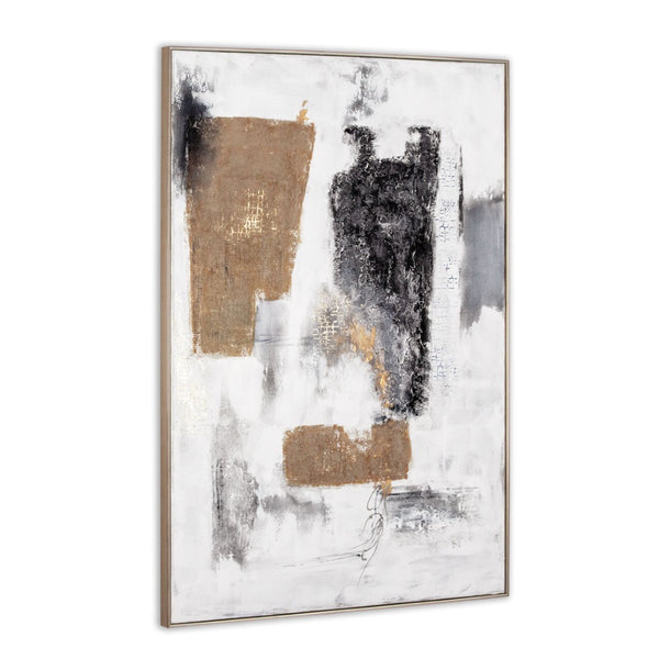 HomeRoots Earthen Hand-Painted Canvas Wall Art in Silver Floater Frame – Striking Transportation Motif Decor 576683