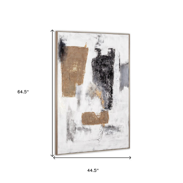 HomeRoots Earthen Hand-Painted Canvas Wall Art in Silver Floater Frame – Striking Transportation Motif Decor 576683