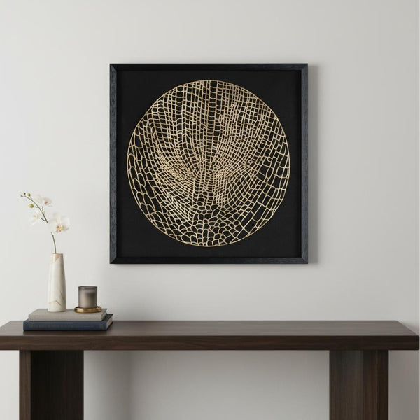 HomeRoots Laced Moon I Black Shadowbox Art - Modern Metal Wall Décor for Stylish Home & Office Spaces 576684