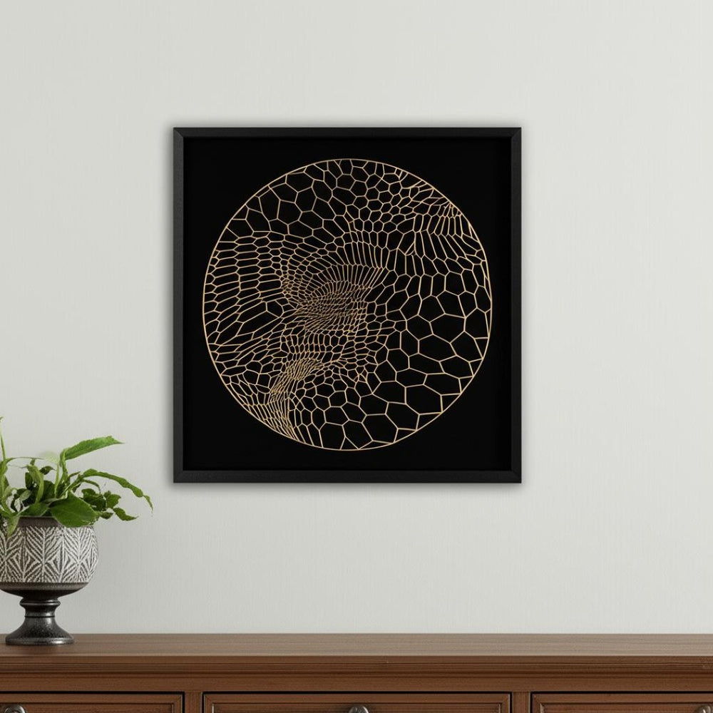 HomeRoots Laced Moon II Shadow Box Wall Art - 24" Metal Print in Black Frame for Modern Home Décor Style 576685